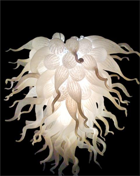 Hot Sale Modern Art Glass Milk White Chandelier Lamps Dale Chihuly Style LED Light Source 100% Hand Blown glass Chandeliers