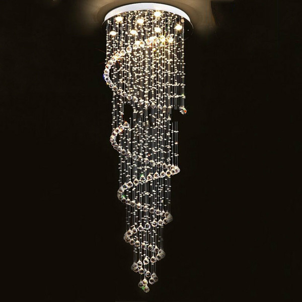 Modern Luster Crystal Chandeliers Lighting Fitting Double Staircase LED Pendant Lamp For Foyer Dining Room Restaurant Decoration