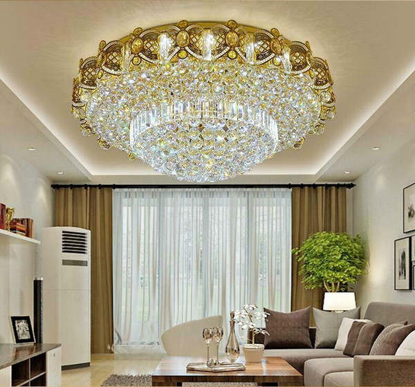 LED remote control K9 crystal gold round living room lamp ceiling lamp atmosphere modern minimalist restaurant lamp bedroom lighting lamps