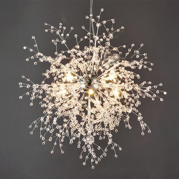 Contemporary Modern Dandelion Crystal Chandeliers Lighting Pendant Hanging Lamp for Bedroom Kitchen Dining Room Indoor Lighting Fixture