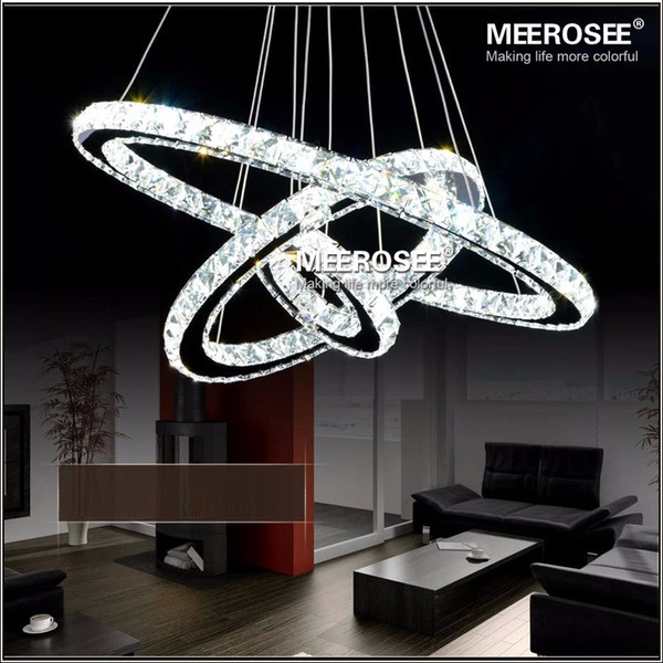 Fast Shipment 3 Rings Modern Chrome Pendant Lamp LED Hall Crystal Chandelier Pendent Lights Kitchen LED Lustres MD8825