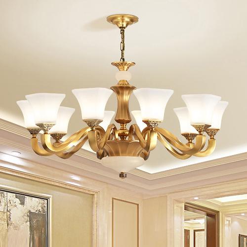 High-end luxury new modern Chinese American style copper chandelier unique special pantented antique brass for hotel villa home decoration