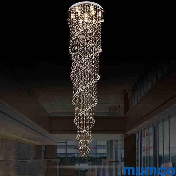 LED Pendant Light for Dining Room Modern Lamp Double Spiral Staircase Chandeliers Fixtures with K9 Clear Crystal D70CM Silver Canopy Lights