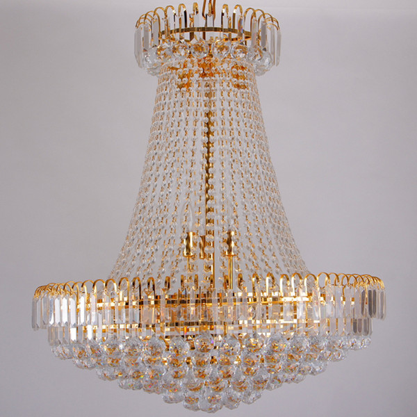 Wholesale-Luxury Royal Empire Golden Europen Crystal Chandelier Large Contemporary Lighting French Style Hotel Lobby Design