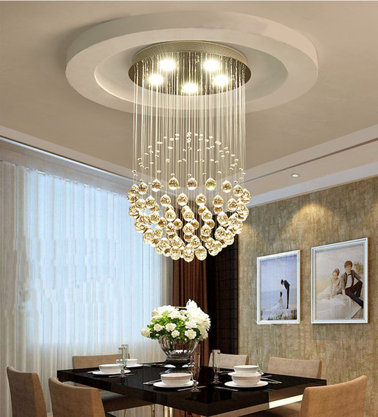 New Modern LED K9 Ball Crystal Pendant Light Chandelier Clear Ball Ceiling Light