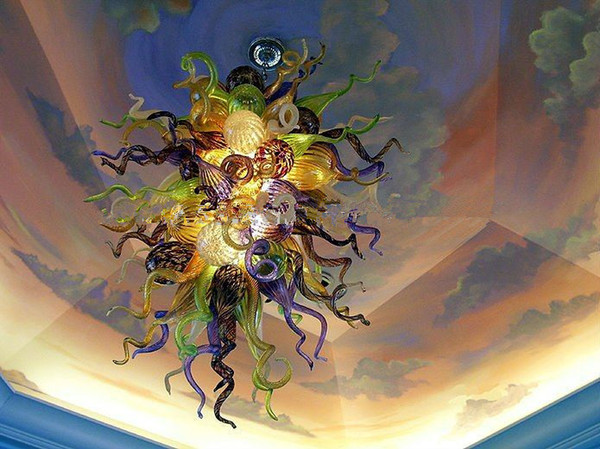 Vintage Ceiling Decor Multicolor Art Decor Murano Glass LED Light Source 100% Hand Blown glass Chihuly Chandeliers