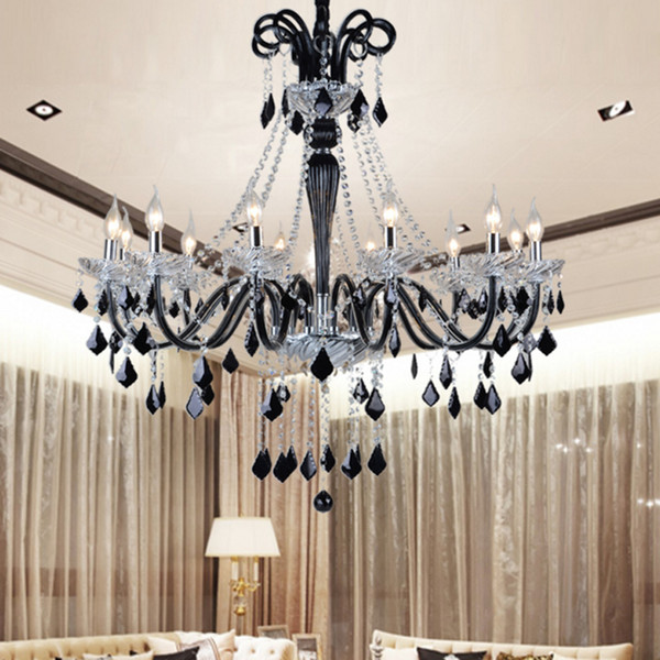 Black crystal chandeliers led transparent Crystal light modern black chandelier crystal pendants modern dining room bedroom led chandelier