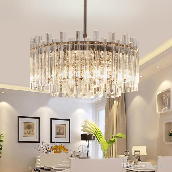 Modern Luxury Crystal Chandeliers Round Crystal Pendant light Fixtures Glass Tube Ceiling Light for Living Room Bedroom Decor