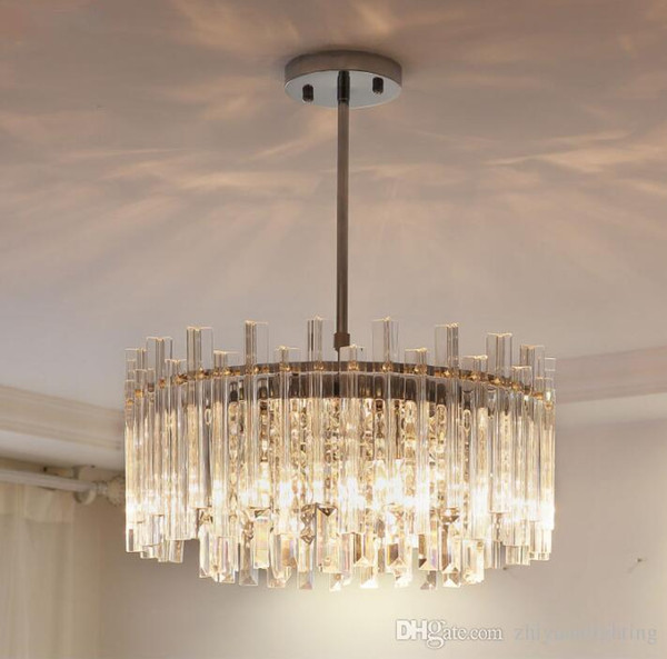 Modern Luxury Crystal Chandeliers Round Crystal Pendant light Fixtures Glass Tube Droplights for Living Room Bedroom Decor