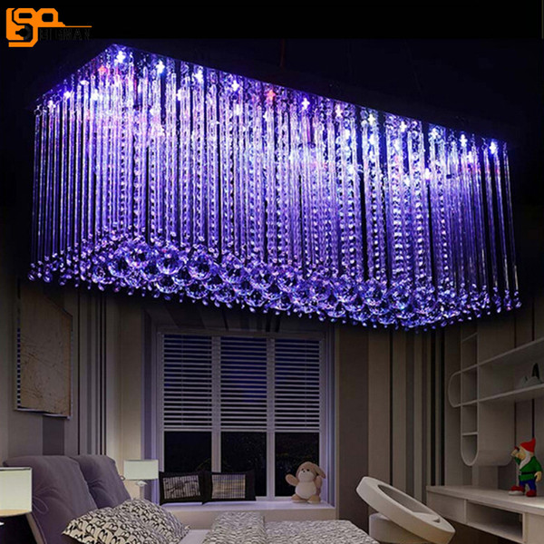 rectangle design RGB crystal chandelier LED light AC110V 220V lustre cristal hanging lights dinning room living room lamp