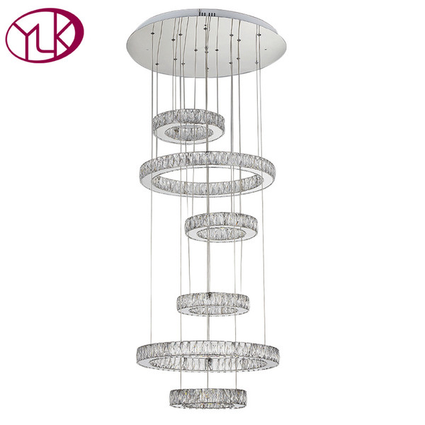 New Modern LED Crystal Chandelier For Living Room 6 rings Hanging Crystal Lights Luxury Staircase LED Lustres De Cristal