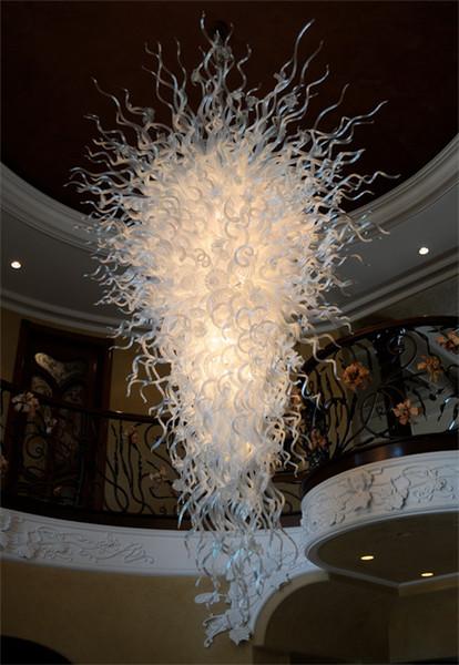 Modern Milk/sole White Large Size LED Light Source 100% Hand Blown Glass Pendant Chandelier for hotel