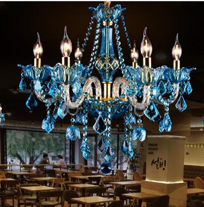 Italy blue cafe light lustres dining room multi-color Modern crystal Chandelier led Home Lighting KTV Restaurant Bar Lamps Lampadario