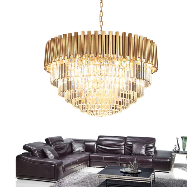 Top Luxury Modern Chandelier Crystal Light Living Room Dining Room Gold Steel Lighting Fixtures LED Lustres De Cristal