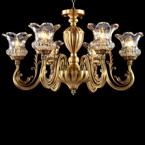 Copper chandeliers high-end elegant noble American European style chandelier lighting living room dining room bedroom hotel hall forlight