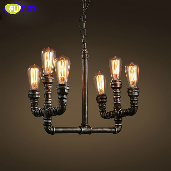 FUMAT Loft Chandeliers Industrial Vintage Hanging Lamps Wrought Iron Water Pipe Chandelier Lighting Fixtures for Bar Restaurant