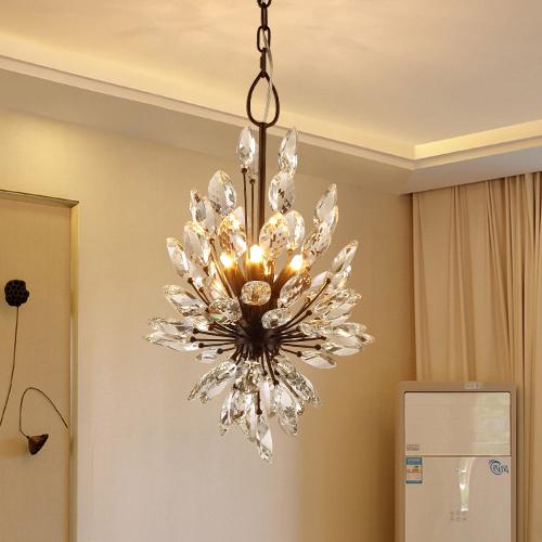 New design K9 crystal chandeliers light European American elegant creative country led ceiling pendant chandelier living room hotel bedroom