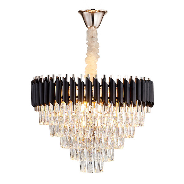 New Modern Luxury Living Room Crystal Chandelier High Quality Black Cristal Lustre Hanging LED Crystals Lamp