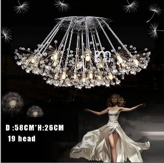 Creative Dandelion LED Crystal Chandeliers 1 6 12 13 15 17 19 30leds head droplight Modern Minimalist K9 Crystal Pendant Light Room Lights