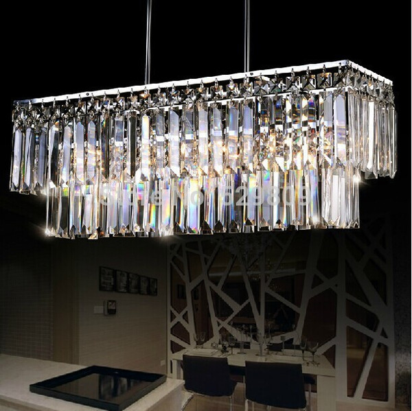 Wholesale-rectangle design modern crystal chandelier for dining room lustres e pendentes indoor lighting guaranteed 100%