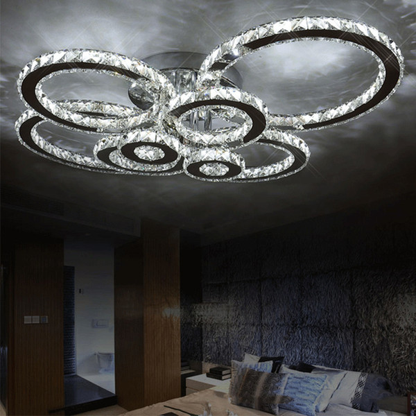 Modern led crystal chandelier light Round Circle Flush Mounted ceiling Chandeliers lamp living room Lustres for Bedroom Dining room