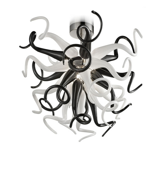 Mini Size White and Black Chandelier Fixture Living Dinner Room Decor Chihuly Murano Glass Pendant Light