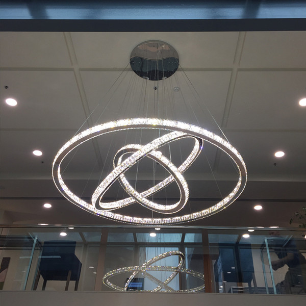 Customize Modern 3-ring LED Crystal Chandelier Lighting LED Pendant Decoration Lights For Home Lobby