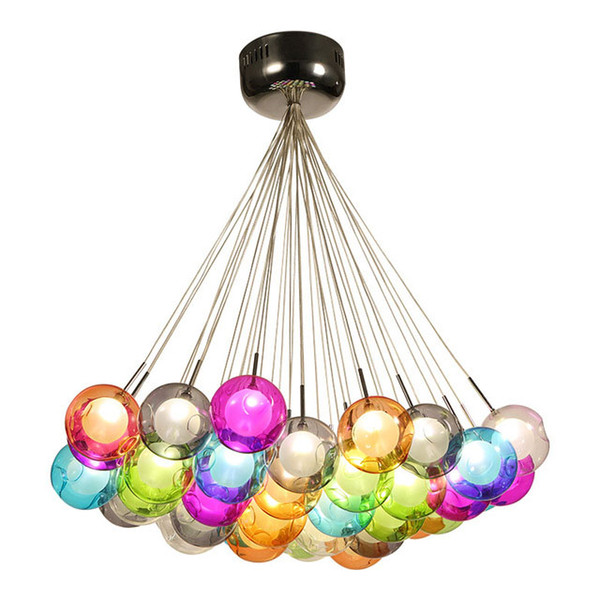 Colorful Glass Ball Lamp G4 LED Pendant Lights 110V/220V Creative Design Lighting Fixtures for Home Deco Bar Coffee Living Room