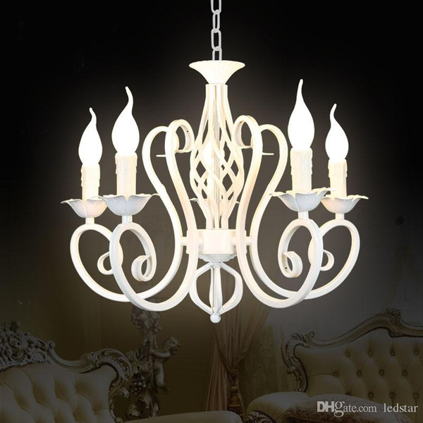 Wrought Iron Modern pendant Chandelier Vintage Chandelier Ceiling Candle Lights Lighting Fixtures Iron Black/White Home Lighting