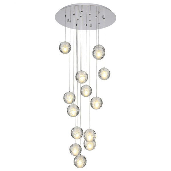 High Quality Modern LED Crystal Chandelier Large Bubble Crystal Lamps 14 Lights Hang Lustres De Cristal Stair Lighting Fixture