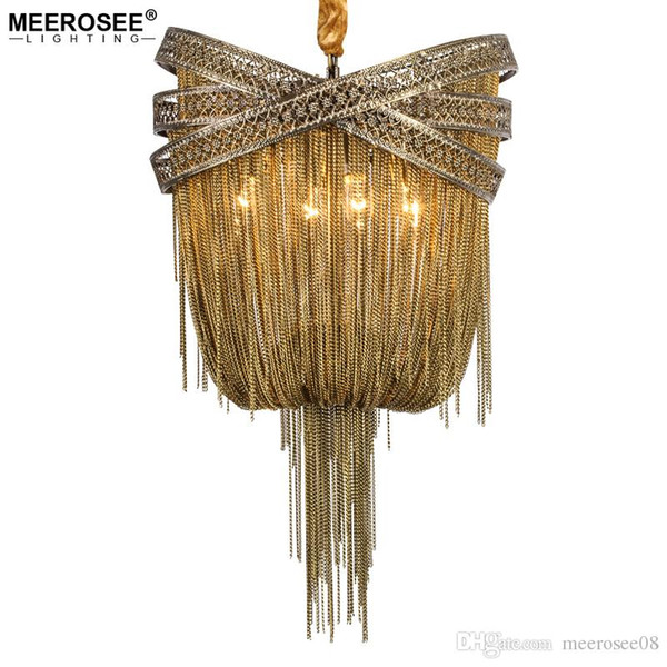 Bronze Modern Aluminum Chandelier Light Italian Tassel Design Chain Lustres Lamp Hanging Lighting for Living room Foyer