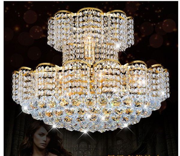 Free Shipping Modern Golden Crystal Pendant Lighting D50cm E14 LED Living Room Light Fixtures avize Lustre 90~240V Pendant Lamps