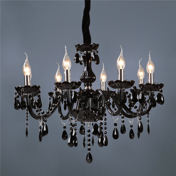 2015 Brand new Classic black Crystal Glass Chandelier Modern Fashion Art Pendant Lamp Dining Room Lamp 8 Lights