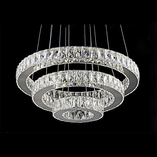 Factory price luxury modern stainless steel K9 crystal pendant light for living room, dining room, bedroom