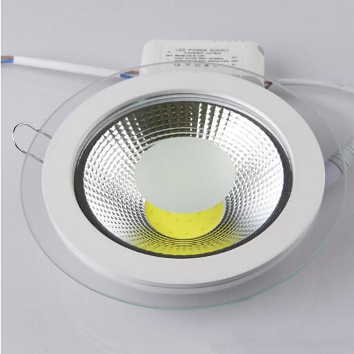 LED Downlight COB 9W 15W 18W LED COB Glass Panel Light Recessed Warm White/Pure White/Cold White COB Downlight AC90-260V