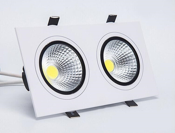 (10pcs/lot)18W Dimmable Square Double COB LED recessed downlight 2x9W LED Down light AC110V/AC220V/AC230V