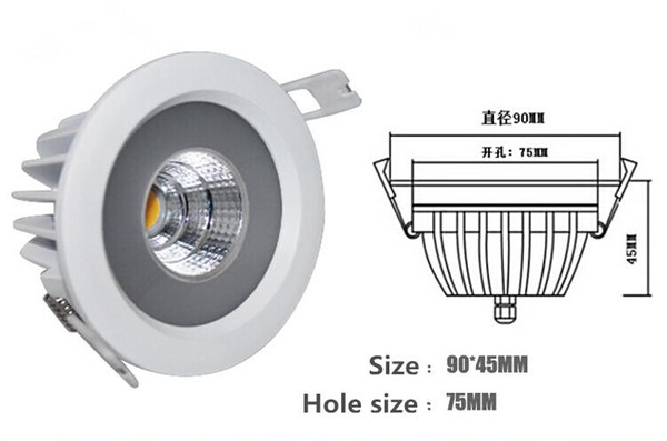 15W/12W Waterproof IP65 COB Recessed led Ceiling down light,cob downlight +waterproof Led Driver AC85-265V