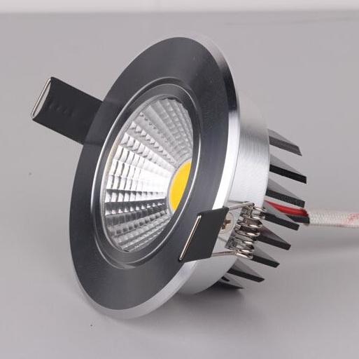 1piecs/lot Silver Shell Dimmable Led Cob Downlights 9w 700lumen Round Face Warm White / Nature White / Cold White AC85-265V+2Years Warranty