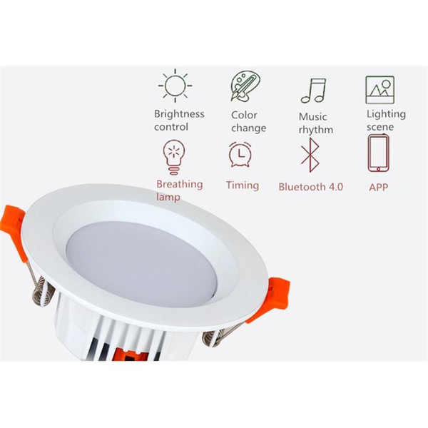 Bluetooth 4.0 Phone APP Control Smart LED Downlights 6w Dimmable Intelligent Light Freeshipping and 2 Years Warranty