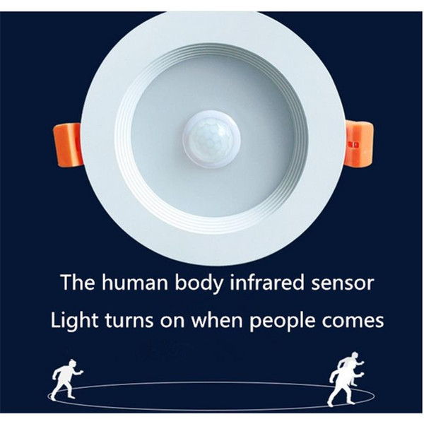 The Human Body Infrared Sensor Intelligent LED Downlight 5w 7w 9w New Round Body Induction LED Downlight