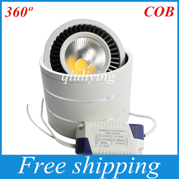 Dimmable Led COB Ceiling led downlight 3W 5W 7W 15W360 degree rotating 110V 220V Warm white surface mounted Indoor Lighting