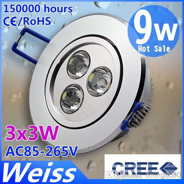 Free shipping CREE 20X Led Indoor Light 9W Ceiling Light AC85-265V Cold white warm white 2 Years Warranty