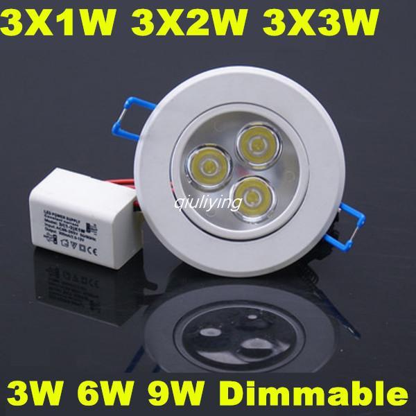 10PCS 3W 6W 9W Recessed LED Downlight AC85-265V White/Warm white LED Down Lamp Aluminum Heat Sink Free shipping