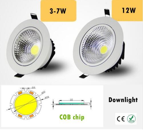 2018 Dimmable Led downlight light COB Ceiling Spot Light 3w 5w 7w 12w 85-265V ceiling recessed Lights Indoor Lighting