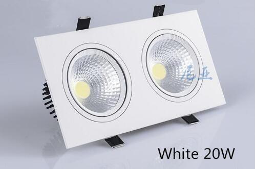 double white square Dimmable Led downlight light COB Ceiling Spot Light 2x10W 20w ceiling recessed Lights Indoor Lighting