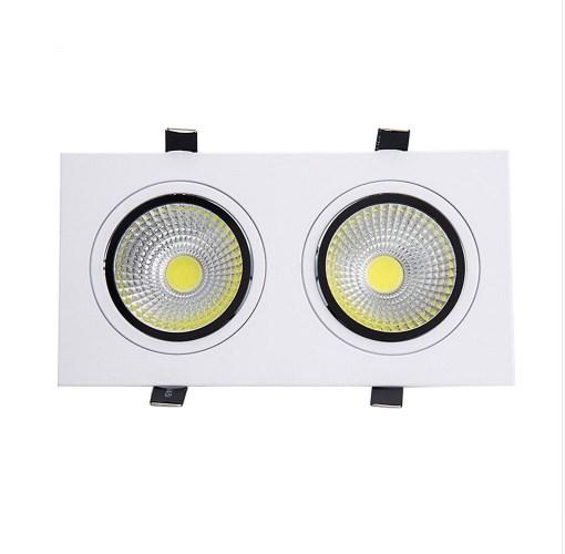 High Brightness Double head Square led downlight Dimmable 10W 14W 18W 24W led cob Recessed ceiling Down light lamp for Home Dec