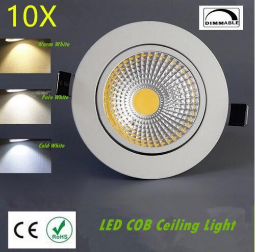 10X Dimmable Led downlight light COB Ceiling Spot Light 3w 5w 7w 12W 85-265V ceiling recessed Lights Indoor Lighting