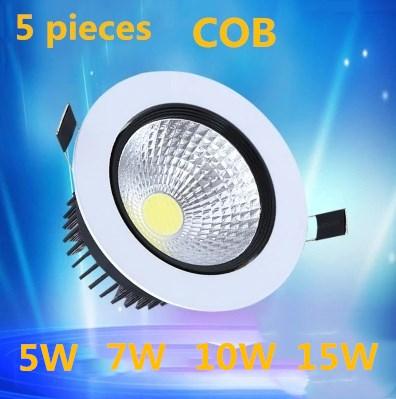 Newest Silver Dimmable Led Downlights 5W 7w 10w 15W COB Led Down Light Recessed Ceiling Light 120 Angle AC 110-240V + CE ROHS UL