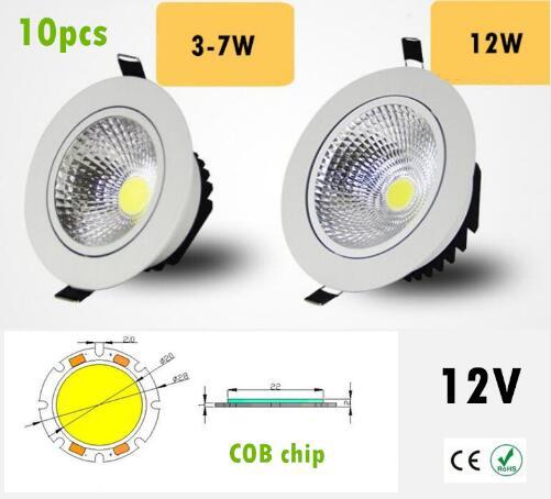 Super Bright Recessed LED Dimmable Downlight COB 3W 5W 7W 12W LED Spot light LED decoration Ceiling Lamp AC/DC 12V