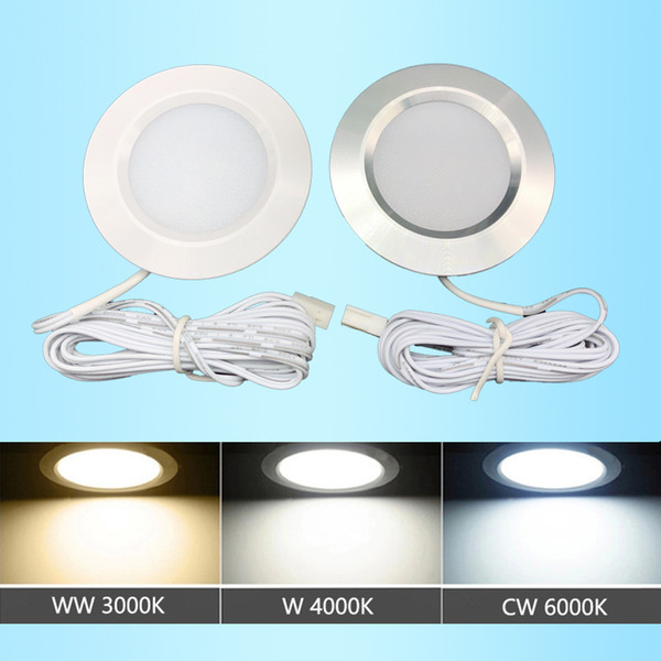 6 PCS DC12V 3W LED Under Cabinet Closet Round Shape Puck Lamps Wine Cabinet Bookshelf Wardrobe Motor Homes Lights